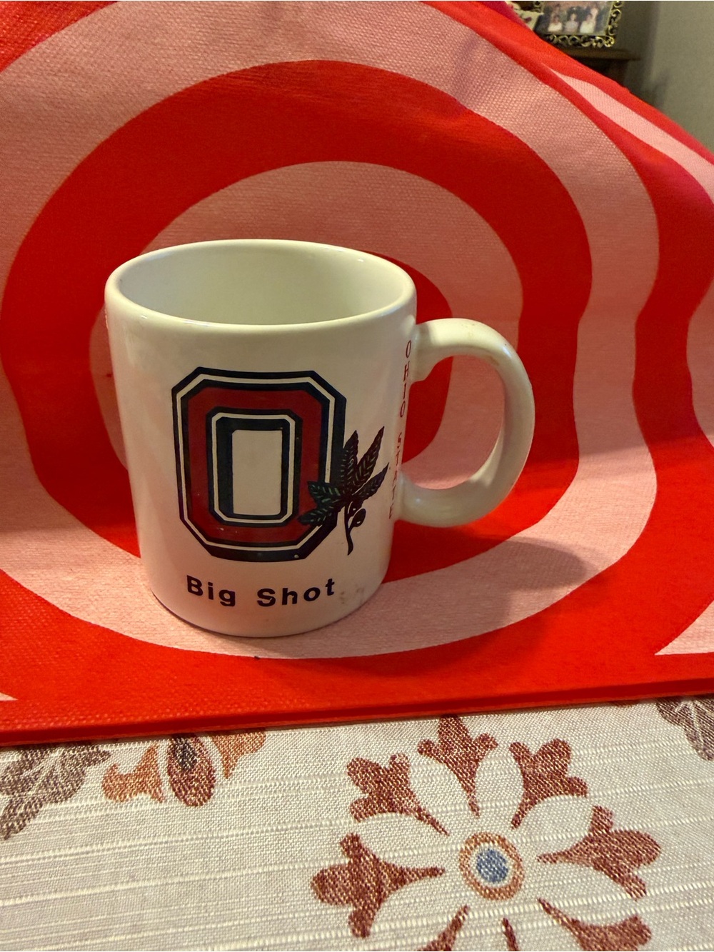 White Ceramic Coffee Mug with Red Accent 'Big Shot'